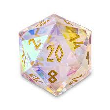 K9 RAINBOW GLASS - GOLD FONT BOULDER 30MM GLASS DICE